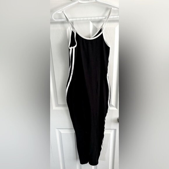 Fashion Nova Pants - Fashion Nova Black Jumpsuit with white stripes